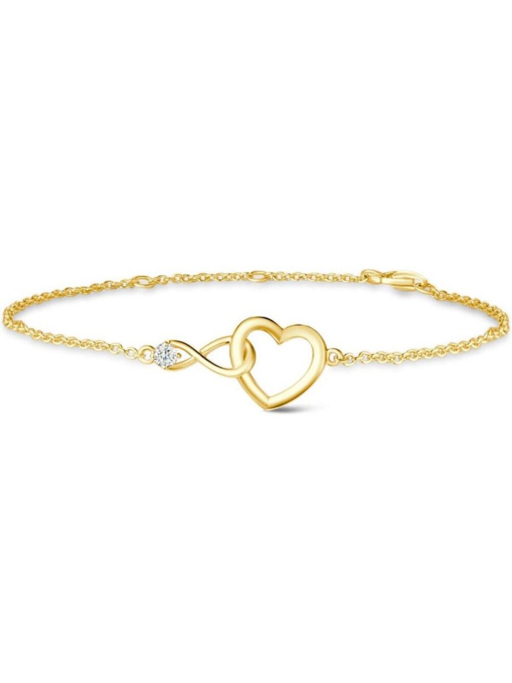 Infinity Love Heart Necklace & Bracelet Set - Sterling Silver & Gold Plated